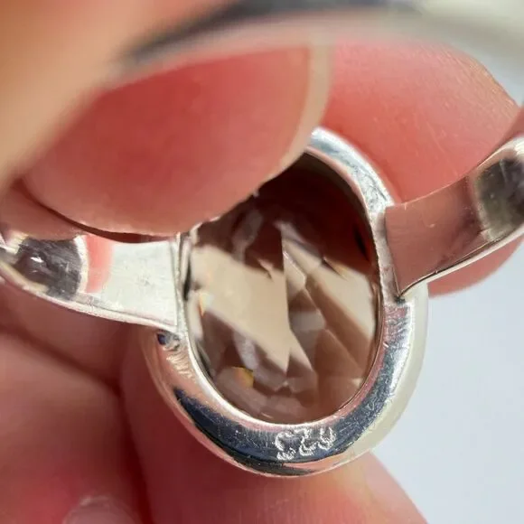 NWOT 11x16mm oval cut SMOKY QUARTZ solitaire ring in sterling silver! - Picture 6 of 9